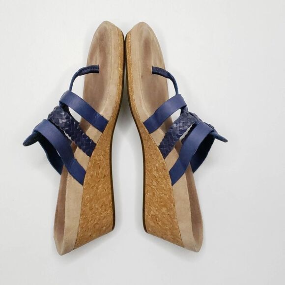 UGG Maddie Blue Braided Wedge Heel Sandals Size 7.5 - Picture 4 of 9